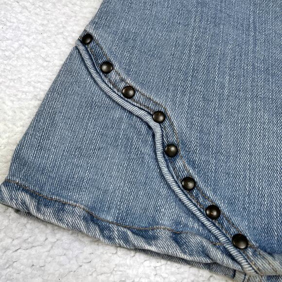 Vintage Lip Service Denim Lace Up Mini Jean Skirt Light Wash Blue Y2K Western - Picture 11 of 16